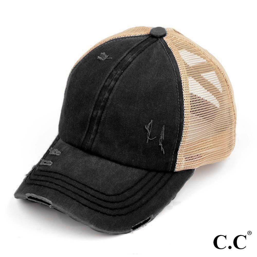 CC Criss Cross Ponytail Cap Beige/Black