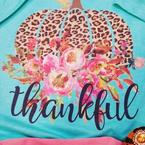 Fall Leopard Thankful Pumpkin Short Sleeve Tee