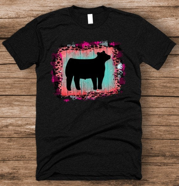 Toddler Show Steer Pink Leopard Back Ground Showing T-Shirt