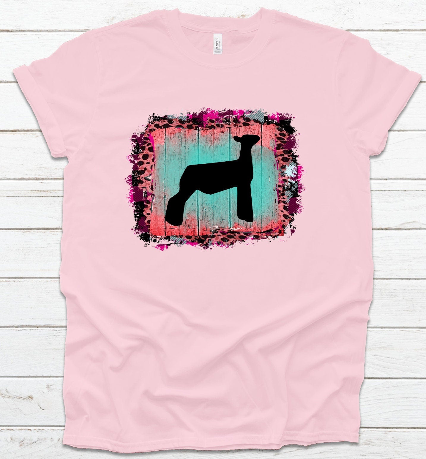Toddler Show Lamb Pink Leopard Frame Back Ground Showing T-Shirt/Livestock/Show Animals