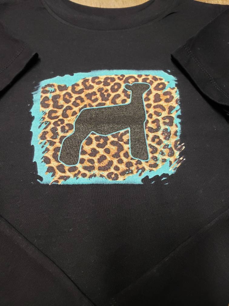Toddler Show Lamb Leopard Teal T-Shirt/Livestock/Show Animals