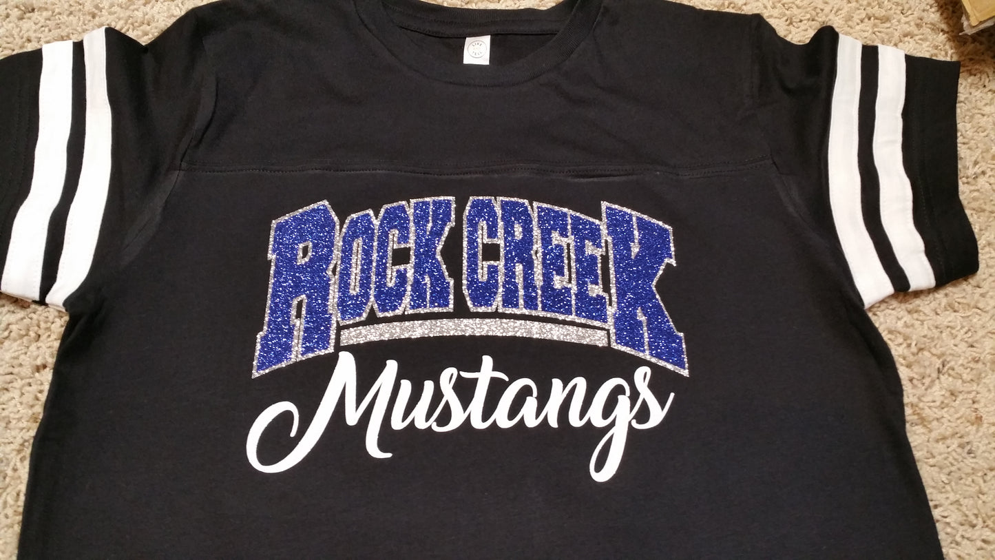Rock Creek School Mascot Ladies LAT Football T-Shirt