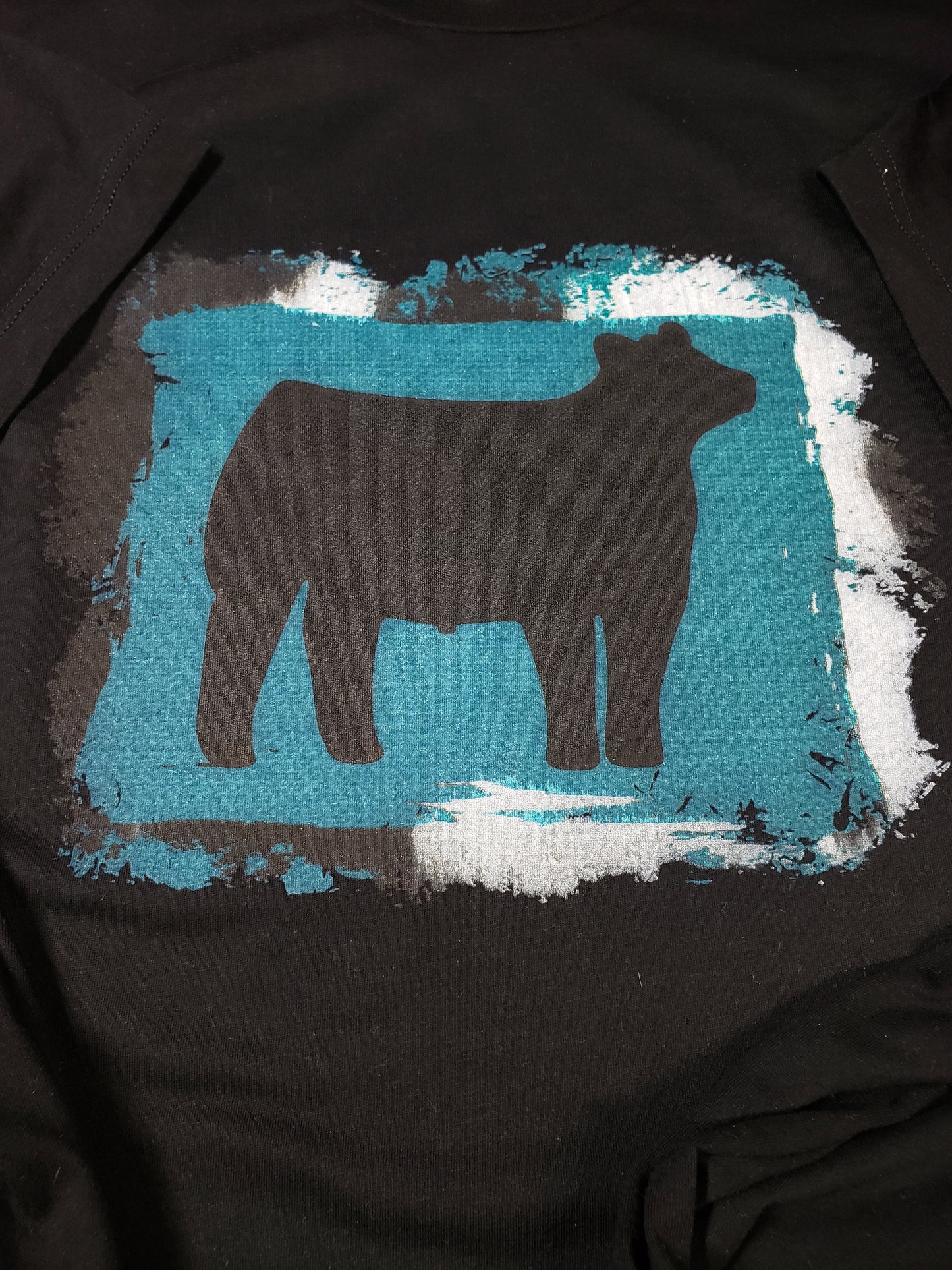 Show Steer cow Hide Teal T-Shirt/Livestock/Agriculture