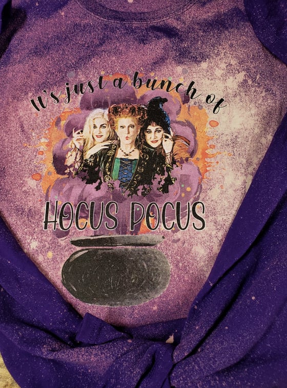 Fall It's Just a Bunch of Hocus Pocus Bleached T-Shirt