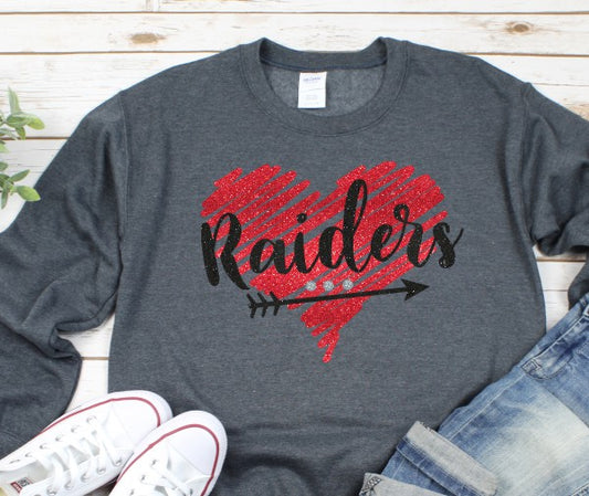 Raiders Glitter Heart Sweatshirt