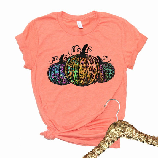 Fall Leopard Pumpkins in Bright Colors Fall T-Shirt