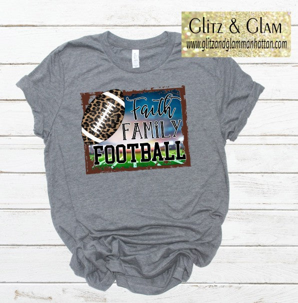 Faith Family Football Leopard Printed T-Shirt