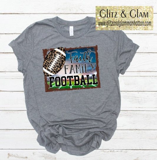 Faith Family Football Leopard Printed T-Shirt
