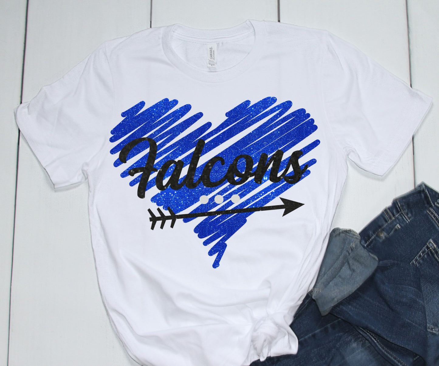 Falcons Glitter Heart Tee