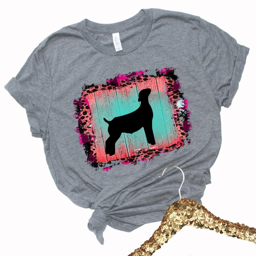 Adult Show Goat Pink Leopard Livestock Show T-Shirt