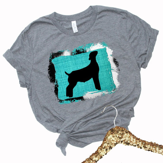 Adult Show Goat Turquoise Cowhide T-Shirt/ Livestock Show/Agriculture T-Shirt