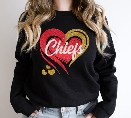 Glitter Heart Chiefs Arrow Sweatshirt
