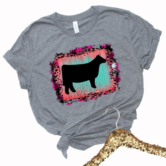 Adult Show Heifer Pink Leopard T-Shirt/ Livestock Show/Agriculture T-Shirt