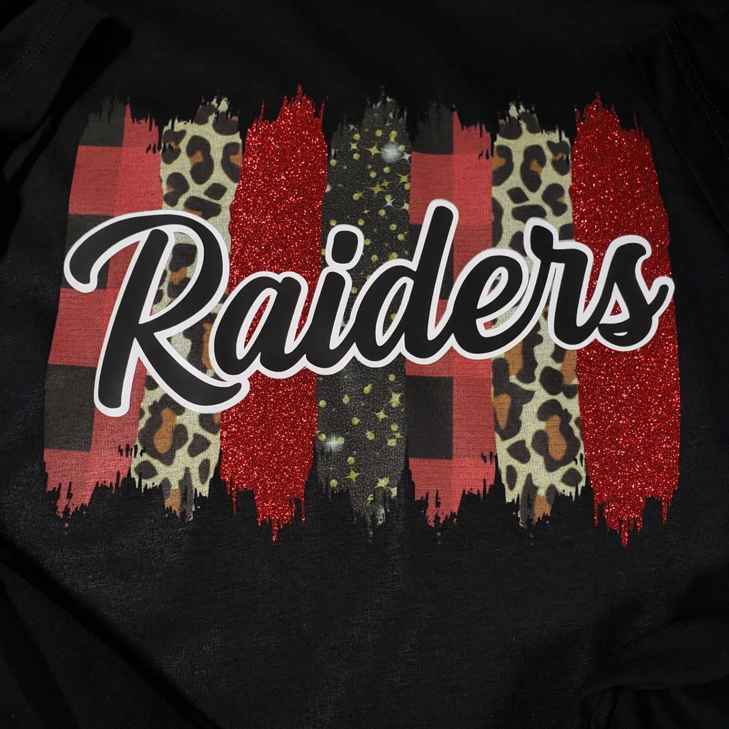 Raiders Print and Glitter Stripe T-Shirt