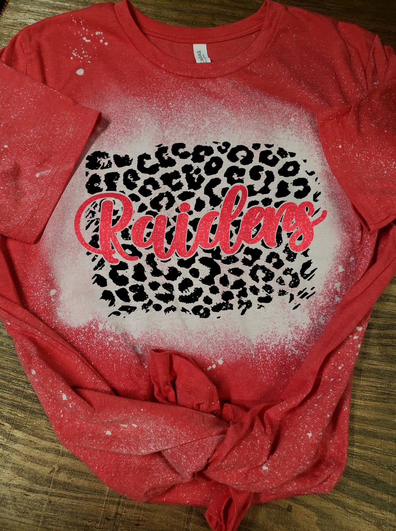 Red Raiders Leopard and Glitter Bleach T-Shirt