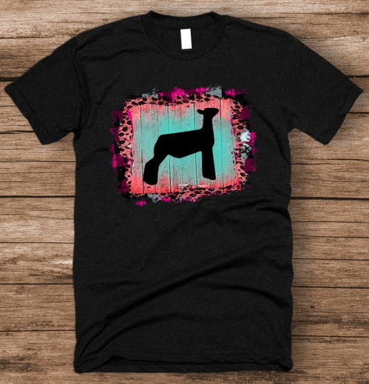 Show Lamb Pink Leopard Back Ground Showing T-Shirt