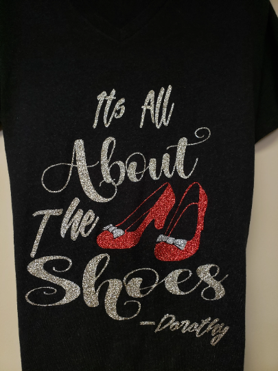 Graphic Tee Its All About the Shoes Glitter T-Shirt