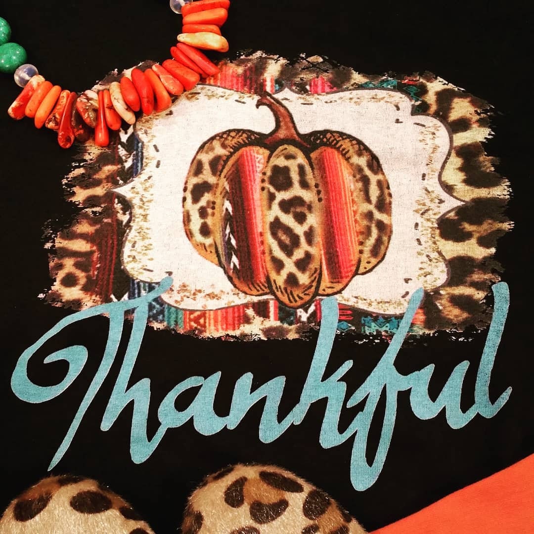 Fall Serape Leopard Thankful Pumpkin Short Sleeve Tee