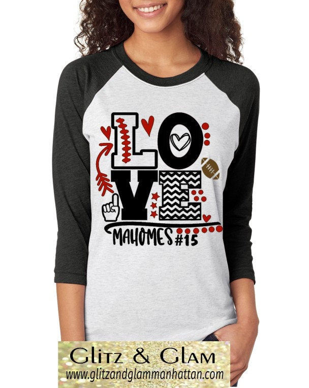 KC Love Mahomes Printed Baseball T-Shirt