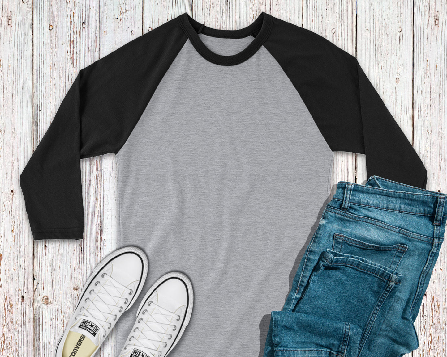 St. Patrick's Day Black and White Stripe Heart Shamrock Baseball T-Shirt