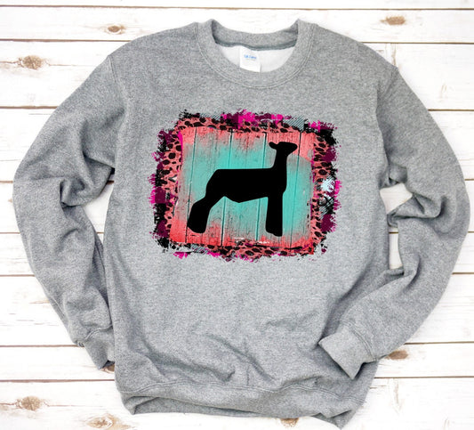 Adult Sheep Pink Leopard Frame Show Animal Sweatshirt Adult Size Livestock Sweatshirt