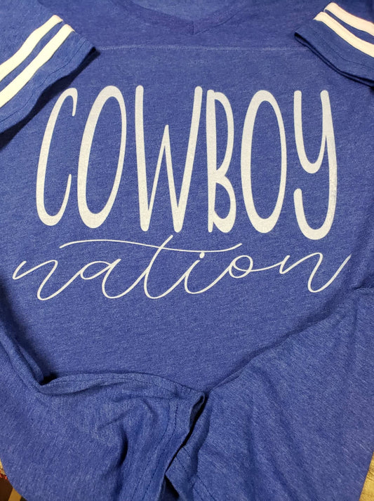 Cowboy Nation School Mascot Ladies LAT Jersey Style T-Shirt