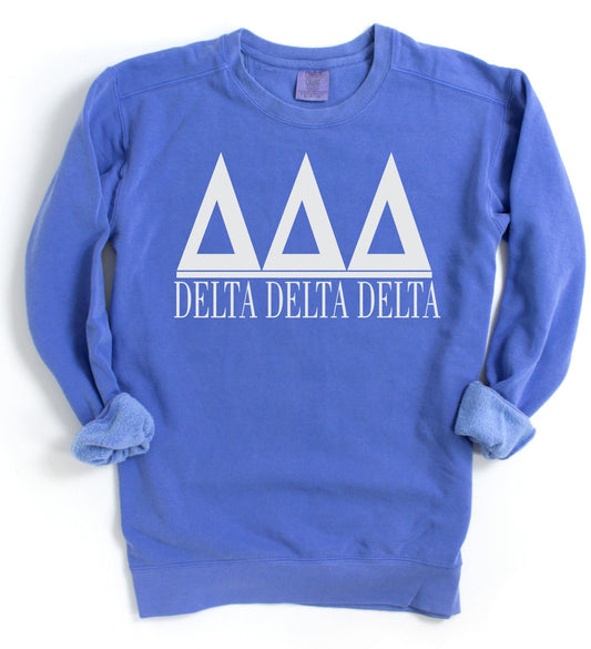 Delta Delta Delta/ Tri Delta Comfort Colors Sorority Sweatshirt/Greek/Sorority/Sweatshirt