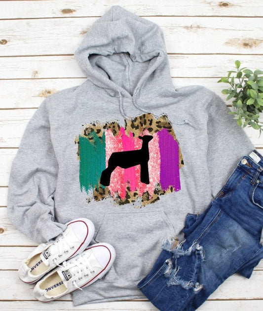 Youth Show Lamb Stripe Leopard Showing Hoodie