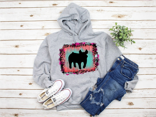 Adult Pig Show Pink Leopard Frame Showing Hoodie/ Show Cattle Livestock Agriculture