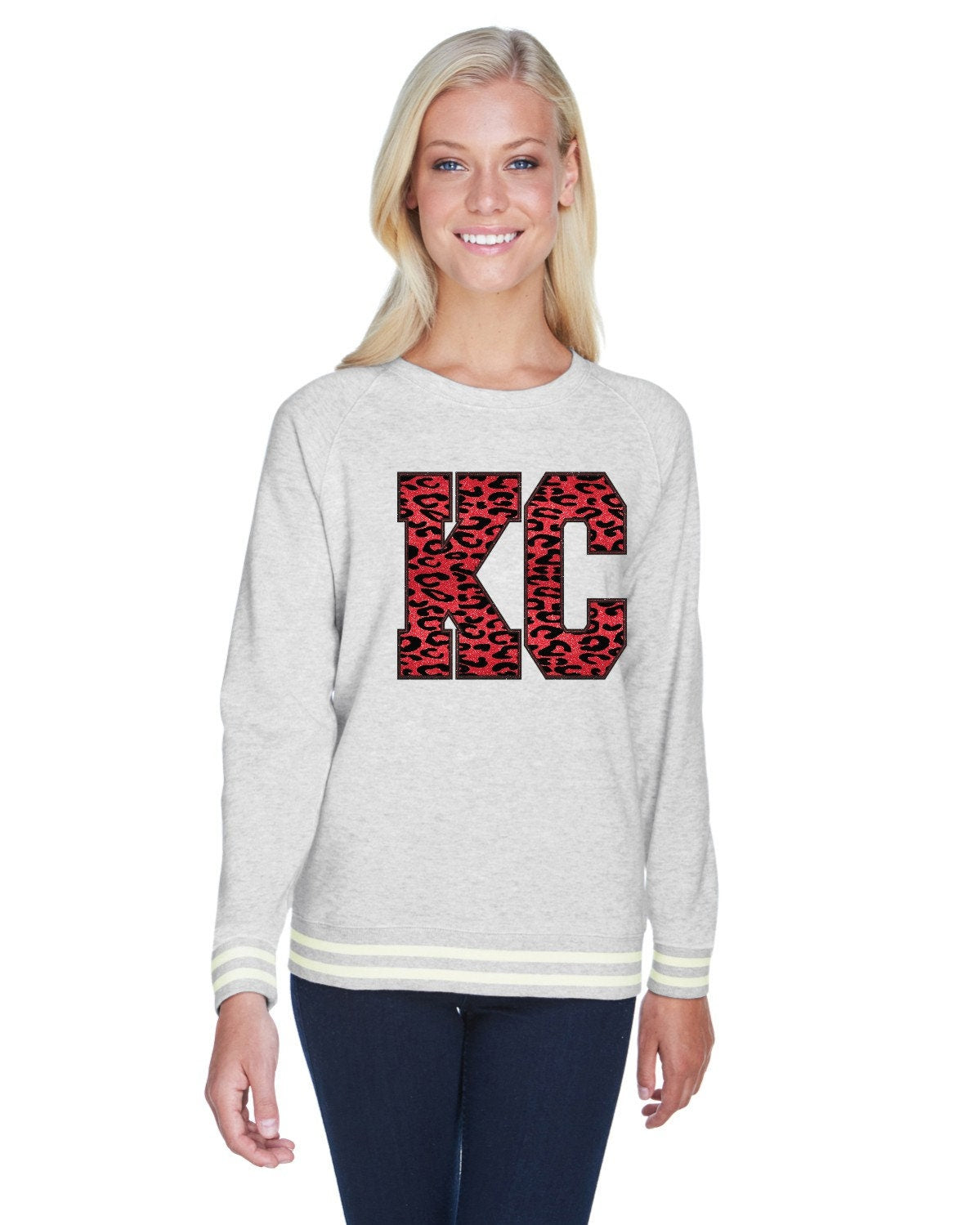 KC Leopard Glitter JAmerica Ladies Sweatshirt