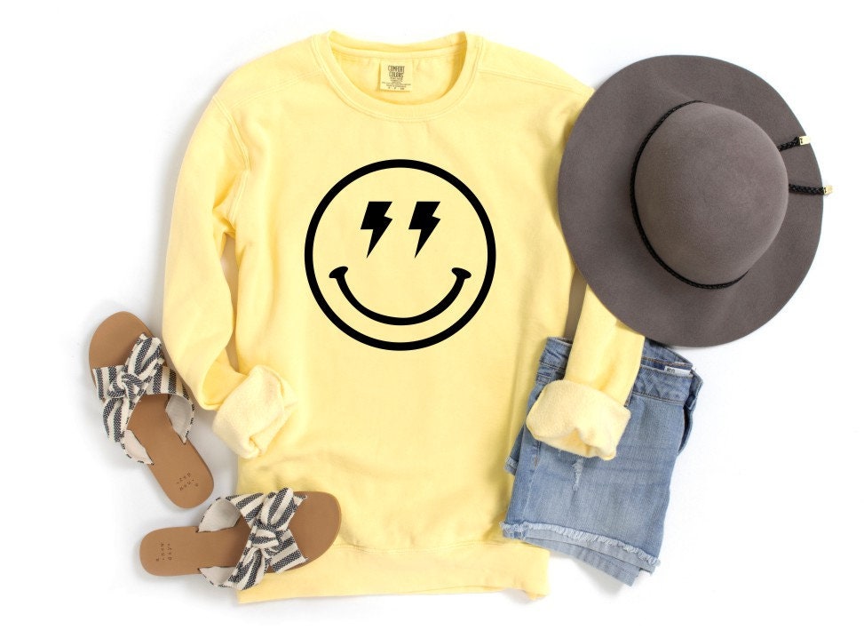 Smile Face  Comfort Colors Sweatshirt/Smiley Face Happy Sweatshirt