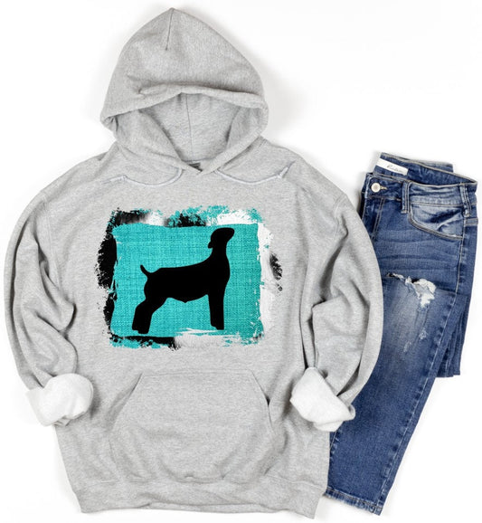Adult Show Goat Turquoise Cowhide Showing Hoodie/ Show Goats/ Livestock Agriculture