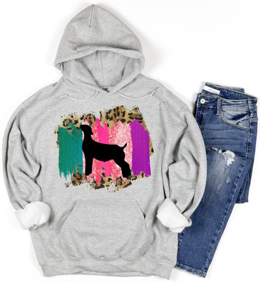 Adult Show Goat Color Stripe Leopard Frame Showing Hoodie/ Show Goats/ Livestock Agriculture