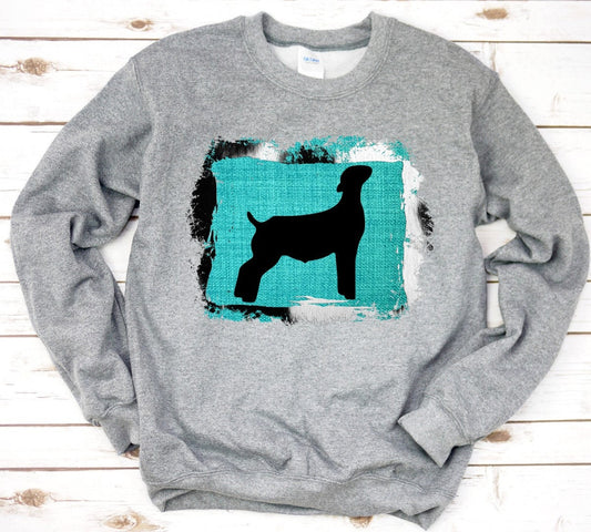 Adult Goat Turquoise Cowhide Sweatshirt/ Show Goats Livestock Agriculture