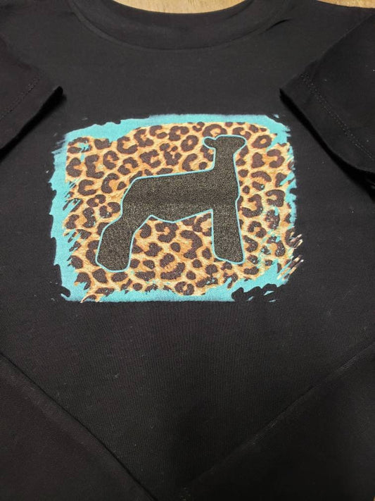 Toddler Show Lamb Leopard Teal T-Shirt/Livestock/Show Animals